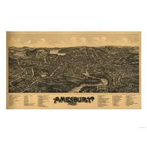  Amesbury, Massachusetts   Panoramic Map Premium Poster 