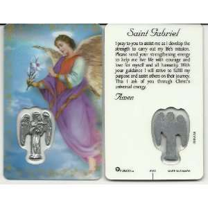  Saint Gabriel the Archangel Holy Card with Medal 