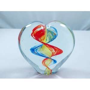    Murano Design Rainbow Spiral Heart Sculpture PW 854