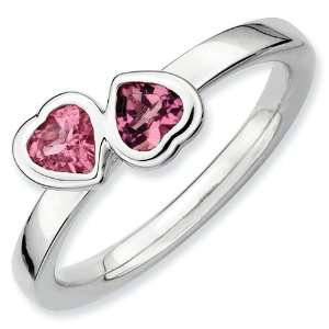   Stackable Expressions Pink Tourmaline Double Heart Ring Jewelry