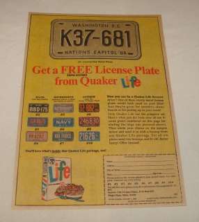 1968 Quaker Life License Plates ad page  
