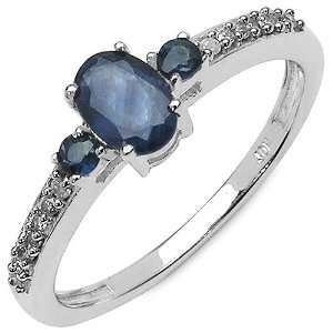   Sapphire and 0.07 ct. t.w. Genuine Diamond Accents 10K White Gold Ring
