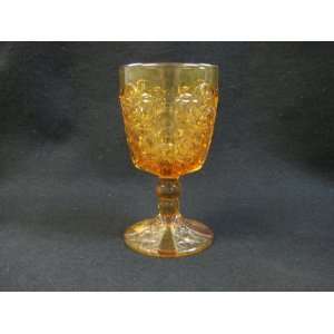  WRIGHT GLASS WATER GOBLET DAISY & BUTTON AMBER Everything 