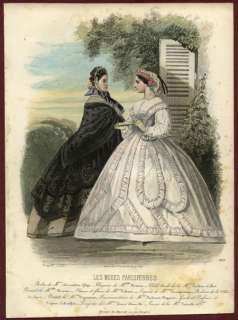 ORIGINAL LES MODES PARISIENNES colored prints 1861  