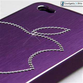 PURPLE METAL Ultra Thin Case Cover Bumper Apple iPhone 4 with BLING 