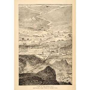  1880 Wood Engraving Nile River Egypt Map Sea Desert 