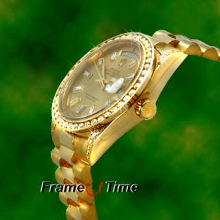 Rolex Mens President Day Date 18k Gold Diamond Watch  