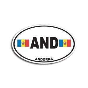  AND ANDORRA Country Auto Oval Flag   Window Bumper Sticker 