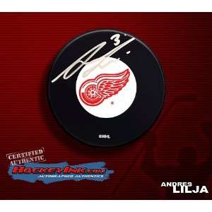 Andreas Lilja Autographed/Hand Signed Detroit Red Wings Hockey Puck