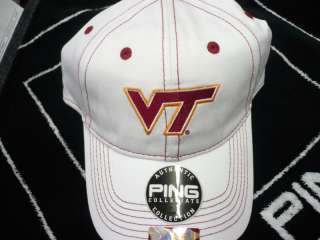 NEW 2011 Ping Virginia Tech Hokies White Twill Hat/Cap  