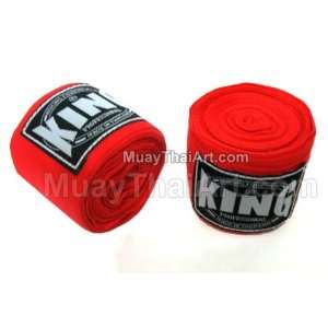King Muay Thai Elastic Hand Wraps  Red 