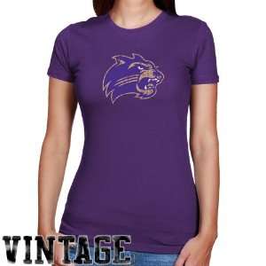 com Western Carolina Catamounts Ladies Purple Distressed Logo Vintage 