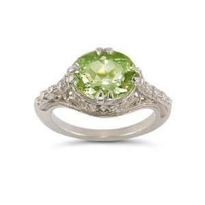  Vintage Rose Peridot Ring in .925 Sterling Silver Jewelry