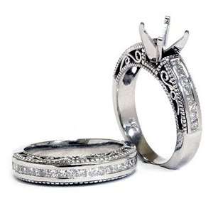 91CT Princess Cut Diamond Engagement Wedding Ring Semi Mount Setting 
