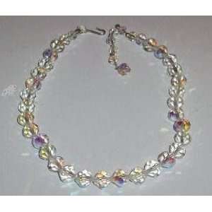  Vintage Aurora Borealis Faceted Crystal Beads Choker Necklace 