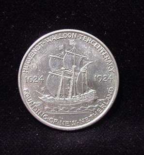 1924 Huguenot Walloon Tercentenary Silver Commemorative Half Dollar AU 