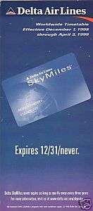 Airline Timetable   Delta   01/12/98   SkyMiles  