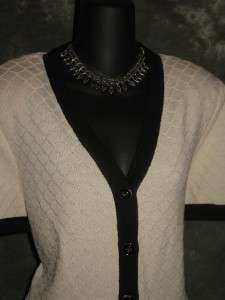 St John collection black ivory summer knit suit jacket blazer top size 