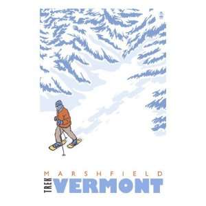  Stylized Snowshoer, Marshfield, Vermont Premium Poster 