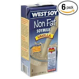 Westsoy Soy Milk Vanilla Non Fat, Gluten Free, 32 ounces (Pack of6 
