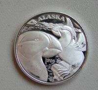 Alaska Medallion 1Oz Silver 1995 Puffin Official State  
