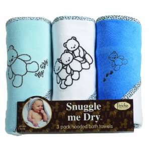  Frenchie Mini Couture Bear Hooded Towel Set, 3 Pack, Boy 