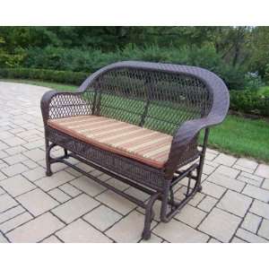  Coventry Wicker Glider with Stripe Cushion Patio, Lawn 