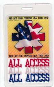 RED HOT CHILI PEPPERS vip 2012 TOUR backstage pass FLEA RHCP laminated 