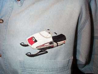 Machine Embroidered Vintage Mercury Snowmobile Shirts  