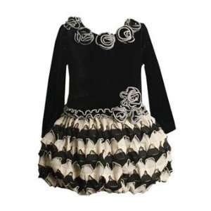  Black and White Ruffle Rose Dress (3T)   X29689 