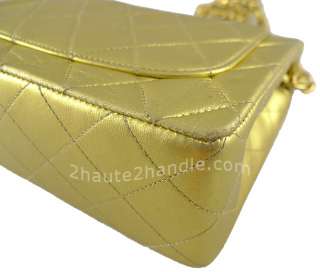 CHANEL gold lambskin 2.55 classic flap bag purse RARE  