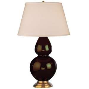 com Double Gourd Table Lamp in Chocolate Glazed Ceramic with Antique 