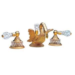   Faucets K183 Phylrich Lavatory swan Cut Crystal Polished Gold Antiqued