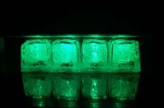 Set of 4 Litecubes GREEN Light up LED Ice Cubes Vinyl Tube Gift Set 