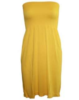  Strapless Seamless Yellow Smocking Tube Dress Clothing