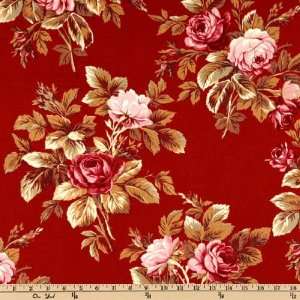  44 Wide Roses De Noel Large Rose Bouquet Red Fabric By 