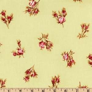 44 Wide Roses De Noel Small Rose Sprigs Green Fabric By 