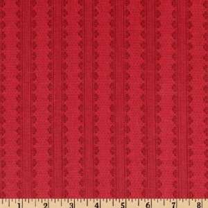  44 Wide Roses de Noel Scroll Stripe Red Fabric By The 