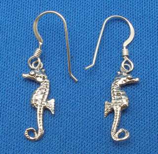 Seahorse Earrings, Scuba Skin Diver Jewelry, Sterling  