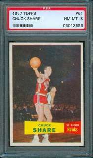 1957 Topps Basketball #61 Chuck Share SP, PSA 8 NM MT .From the 