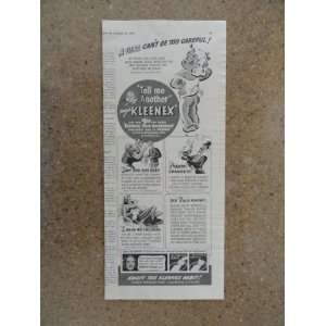  Kleenex, Vintage 40s Illustration print ad. (a girl cant 