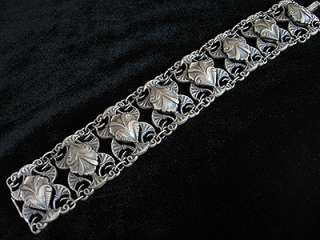 Vintage CORO Art Deco Nouveau FLOWER silver BRACELET   