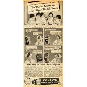   Ad Colgate Dental Cream Toothpaste Dionne Quints   Original Print Ad