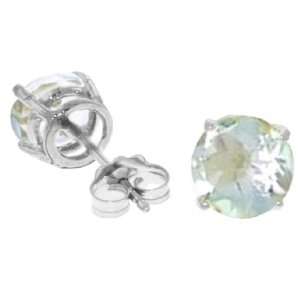   925 Sterling Silver Stud Earrings with Genuine Aquamarines Jewelry