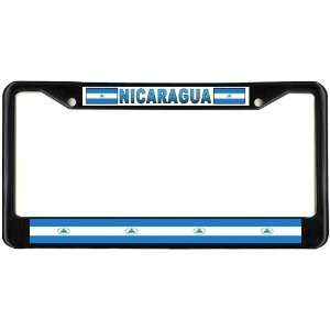  Nicaragua Flag Black License Plate Frame Metal Holder 