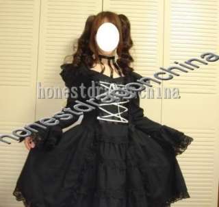 Gothic Lolita Black Dress cosplay costume Custom Made Handmade All 