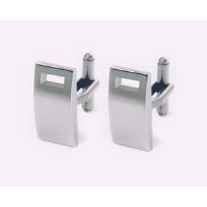  Arcing Rectangle Cufflinks in Stainless Steel with Cutouts 
