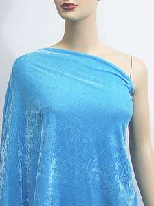4Way Stretch Velvet Clothing Curtain Fabric Sky Blue by Meter  