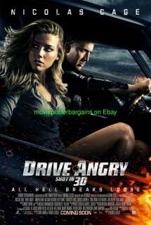 DRIVE ANGRY MOVIE POSTER DS 27x40 NICOLAS CAGE AMBER HEARD  
