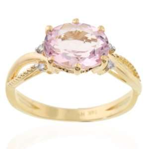  Yellow Gold Kunzite & Diamond Ring   SZ 10 Michael Valitutti Jewelry